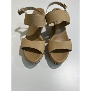 UGG Elena Horchata Leather Slingback Wedge Sandal US 9.5 Neutral Capsule Beach